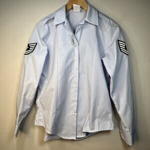 U.S. AIR FORCE LADIES BLUE UNIFORM SHIRT LONG SLEEVE Shoulder Straps DSCP NWT